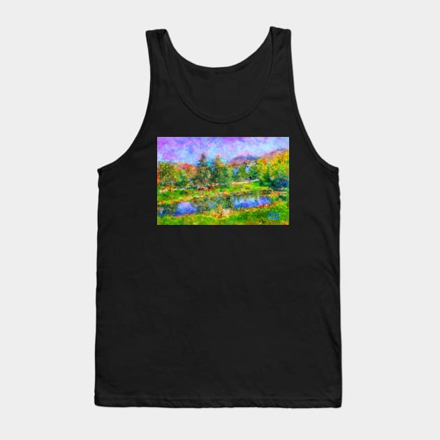 Autumn Lake in Vermont Impressionist Painting Tank Top by BonBonBunny